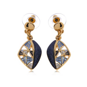 Kolczyki złocone wiszące granatowe